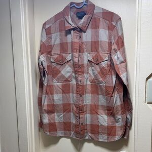 Pendleton Men's Checkered Shirt Jacket - Rust and Gray